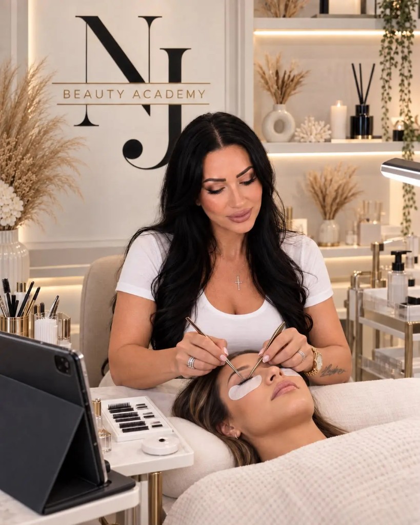 An eyelash treatment at NJ Beauty Academy